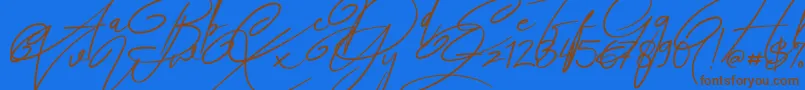 Angers Script Font – Brown Fonts on Blue Background
