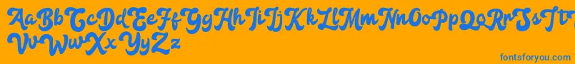 Anggada FREE-Schriftart – Blaue Schriften auf orangefarbenem Hintergrund