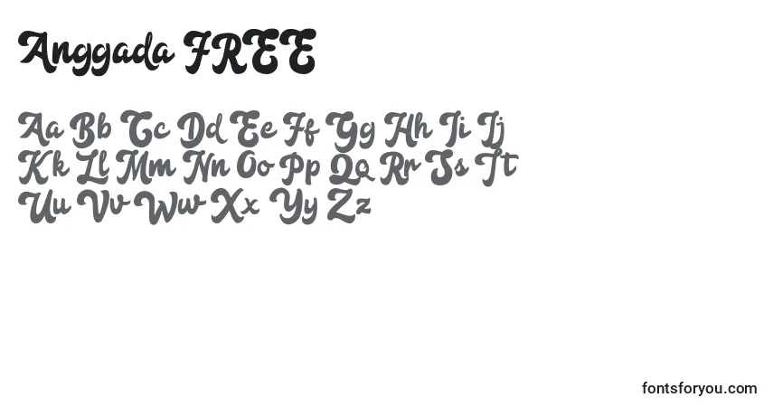 Schriftart Anggada FREE (119638) – Alphabet, Zahlen, spezielle Symbole