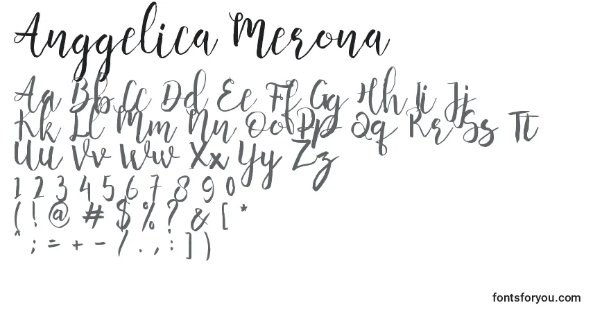 Шрифт Anggelica Merona   – алфавит, цифры, специальные символы