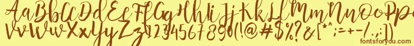 Anggelica Merona   Font – Brown Fonts on Yellow Background