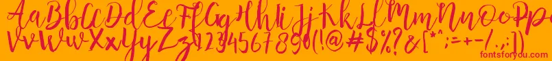 Anggelica Merona  -Schriftart – Rote Schriften auf orangefarbenem Hintergrund