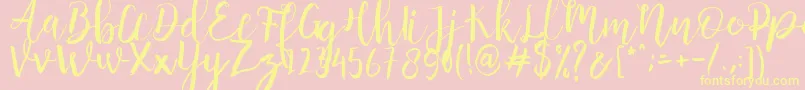 Anggelica Merona  -Schriftart – Gelbe Schriften auf rosa Hintergrund