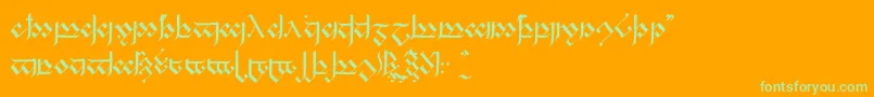 Tengwandagothic Font – Green Fonts on Orange Background