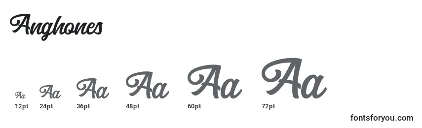 Размеры шрифта Anghones