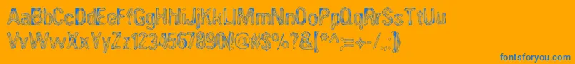 ANGIA   -Schriftart – Blaue Schriften auf orangefarbenem Hintergrund