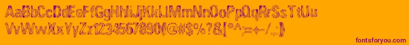 ANGIA   -fontti – violetit fontit oranssilla taustalla
