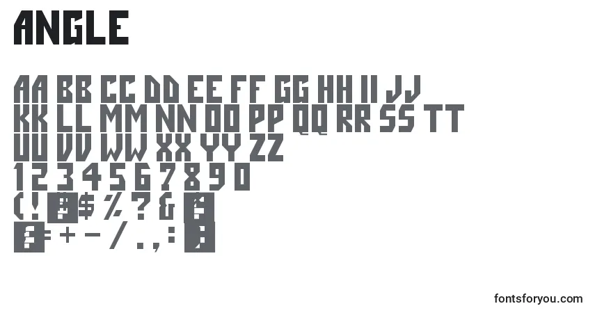 A fonte Angle – alfabeto, números, caracteres especiais