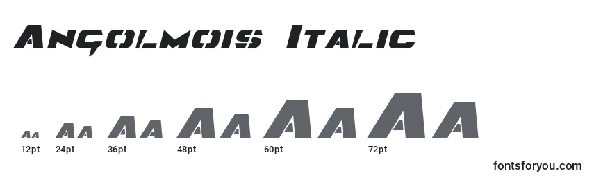 Размеры шрифта Angolmois Italic