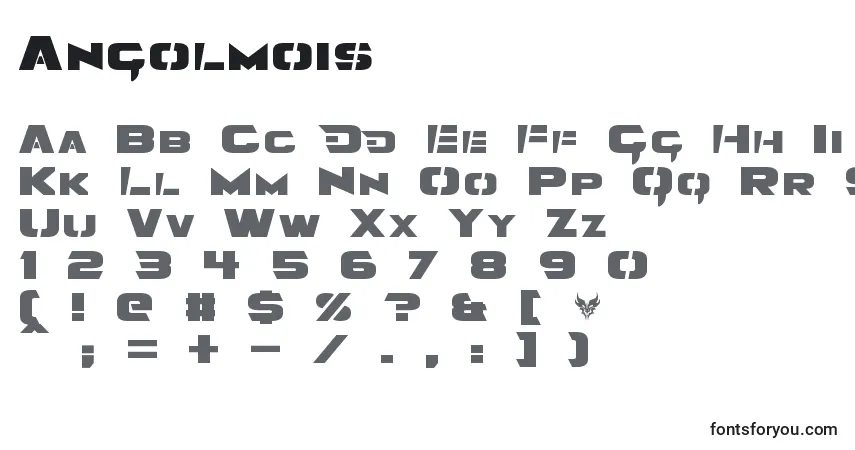 Schriftart Angolmois (119651) – Alphabet, Zahlen, spezielle Symbole