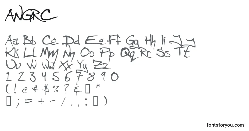 A fonte ANGRC    (119652) – alfabeto, números, caracteres especiais