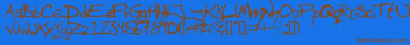 ANGRC   -Schriftart – Braune Schriften auf blauem Hintergrund