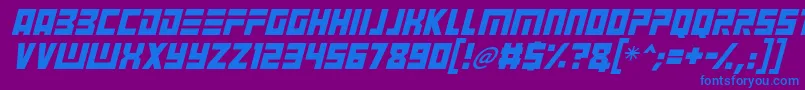 Angry Android Italic Font – Blue Fonts on Purple Background