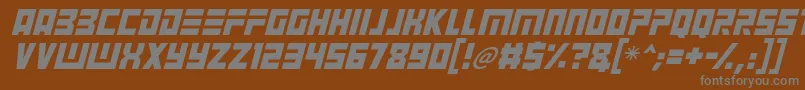 Angry Android Italic-fontti – harmaat kirjasimet ruskealla taustalla