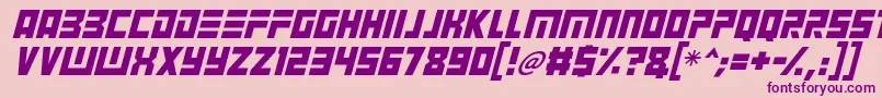 フォントAngry Android Italic – ピンクの背景に紫のフォント