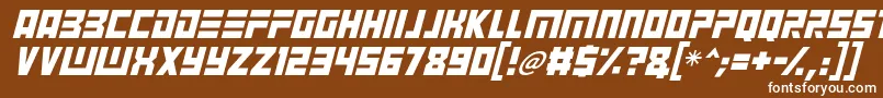 Angry Android Italic-fontti – valkoiset fontit ruskealla taustalla