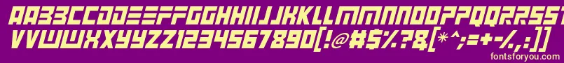 Angry Android Italic Font – Yellow Fonts on Purple Background