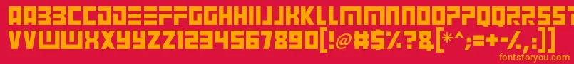 Angry Android-Schriftart – Orangefarbene Schriften auf rotem Hintergrund