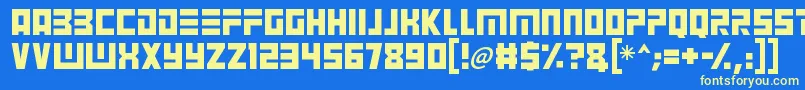 Angry Android-Schriftart – Gelbe Schriften auf blauem Hintergrund