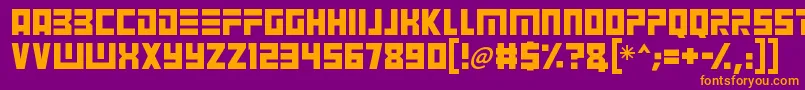 Angry Android-Schriftart – Orangefarbene Schriften auf violettem Hintergrund