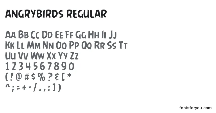 Schriftart Angrybirds regular – Alphabet, Zahlen, spezielle Symbole