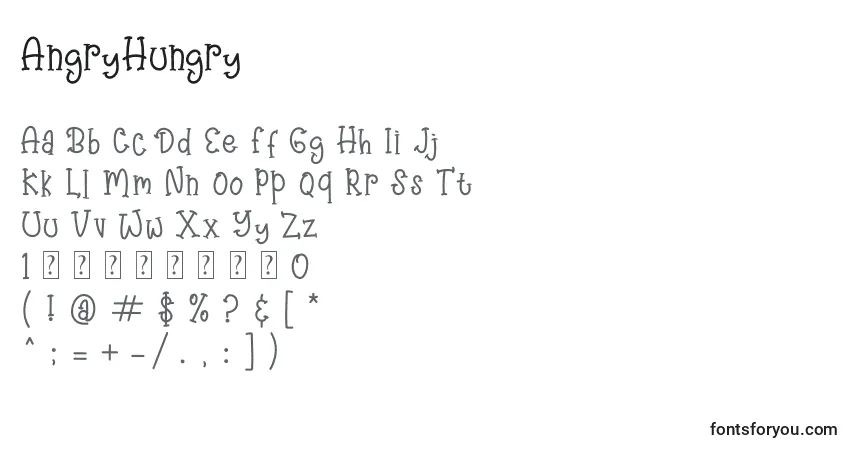 Schriftart AngryHungry – Alphabet, Zahlen, spezielle Symbole