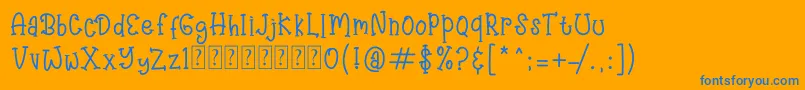 AngryHungry-Schriftart – Blaue Schriften auf orangefarbenem Hintergrund