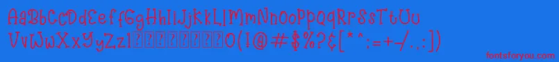 AngryHungry-Schriftart – Rote Schriften auf blauem Hintergrund