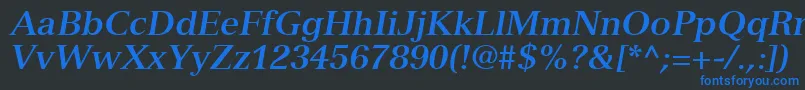 NuanceSsiBoldItalic-fontti – siniset fontit mustalla taustalla