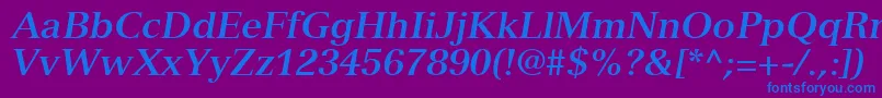 NuanceSsiBoldItalic-Schriftart – Blaue Schriften auf violettem Hintergrund