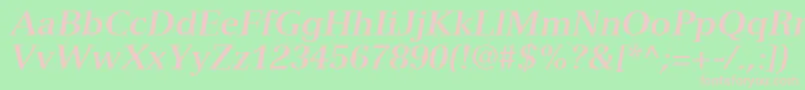 NuanceSsiBoldItalic-fontti – vaaleanpunaiset fontit vihreällä taustalla