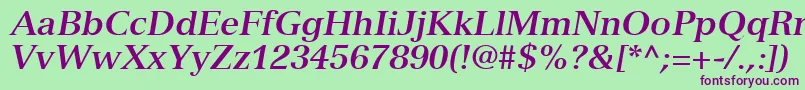 More about NuanceSsiBoldItalic Font NuanceSsiBoldItalic Font – Purple Fonts on Green Background