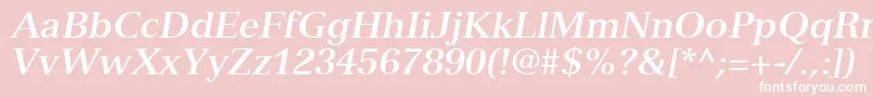 Fonte NuanceSsiBoldItalic – fontes brancas em um fundo rosa