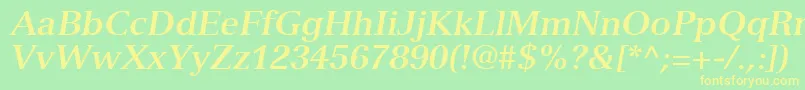 NuanceSsiBoldItalic-fontti – keltaiset fontit vihreällä taustalla
