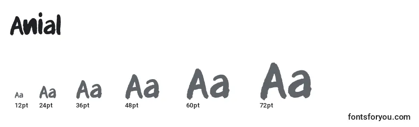 Размеры шрифта Anial