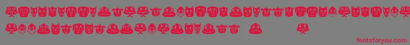 フォントAnimales – 赤い文字の灰色の背景