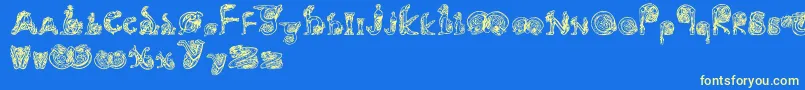 Animals Font – Yellow Fonts on Blue Background