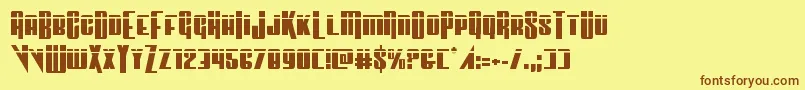 フォントVindicatorlaser – 茶色の文字が黄色の背景にあります。