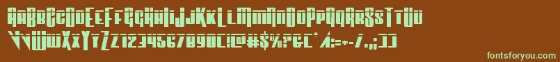 フォントVindicatorlaser – 緑色の文字が茶色の背景にあります。