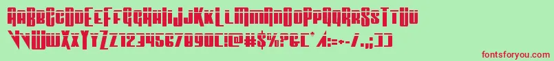 フォントVindicatorlaser – 赤い文字の緑の背景