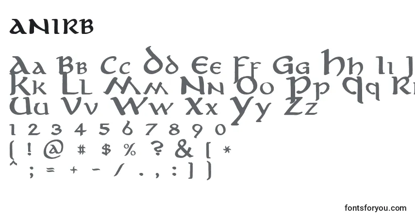 A fonte Anirb    (119674) – alfabeto, números, caracteres especiais