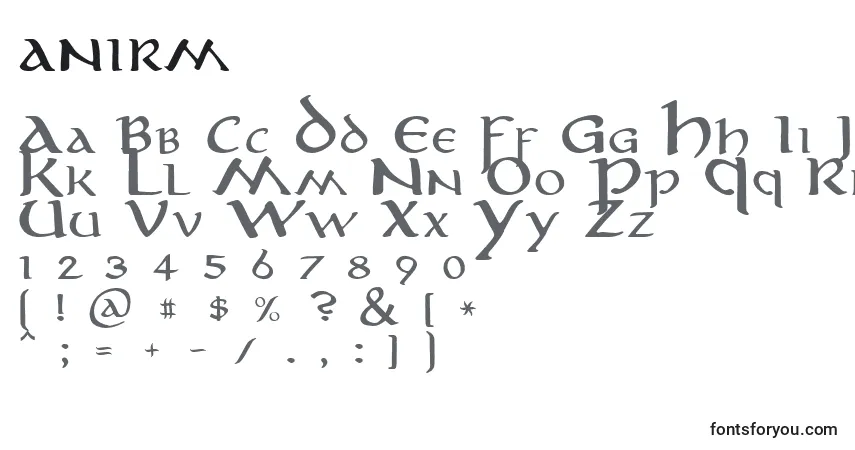 A fonte Anirm    (119675) – alfabeto, números, caracteres especiais