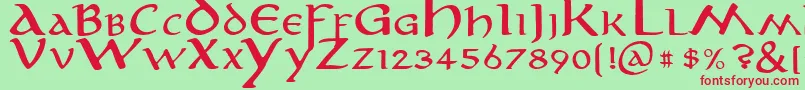 anirm   -Schriftart – Rote Schriften auf grünem Hintergrund