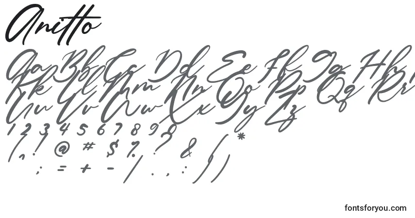Anitto (119677)フォント–アルファベット、数字、特殊文字