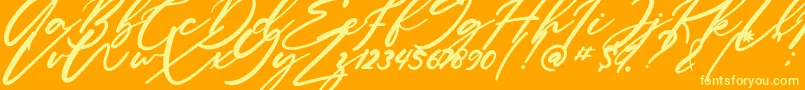 Anitto-Schriftart – Gelbe Schriften auf orangefarbenem Hintergrund