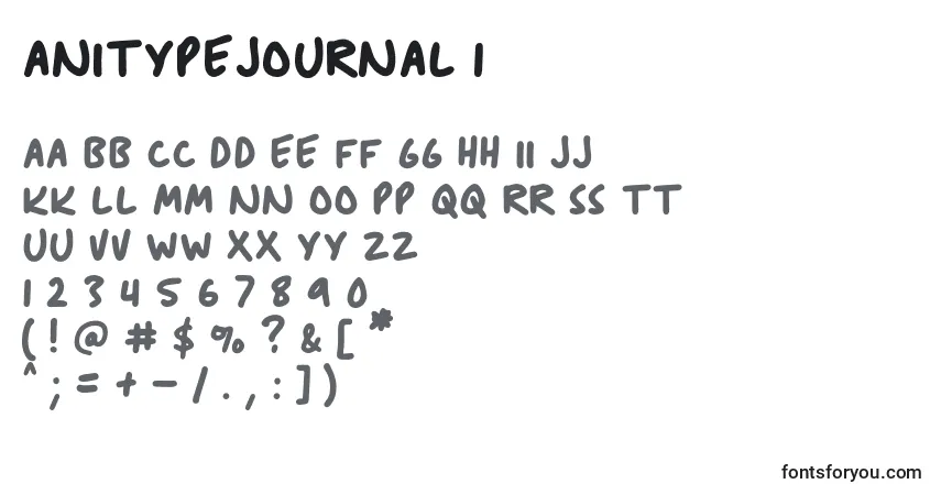 Czcionka AnitypeJournal 1 – alfabet, cyfry, specjalne znaki