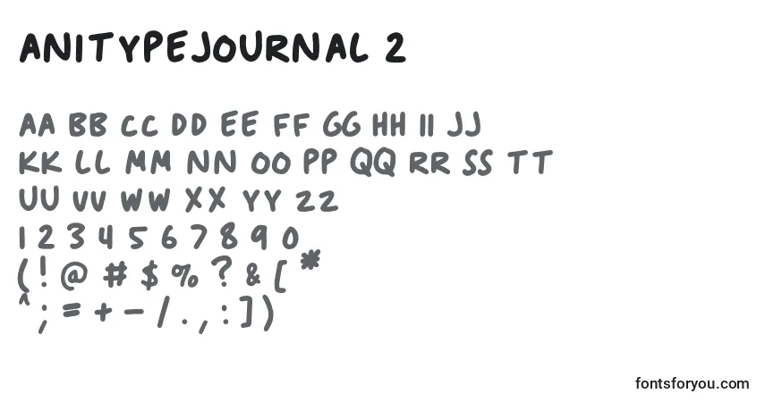 Schriftart AnitypeJournal 2 – Alphabet, Zahlen, spezielle Symbole