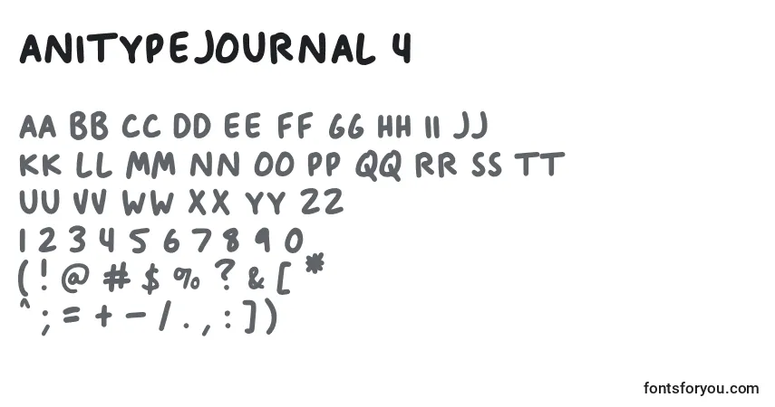 Czcionka AnitypeJournal 4 – alfabet, cyfry, specjalne znaki