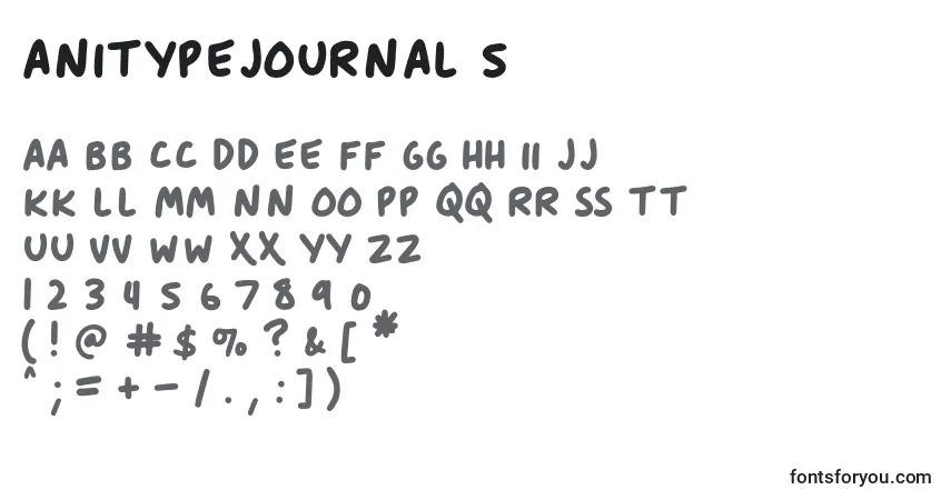 A fonte AnitypeJournal 5 – alfabeto, números, caracteres especiais