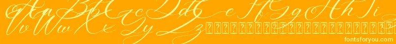 Aniyah Free-Schriftart – Gelbe Schriften auf orangefarbenem Hintergrund